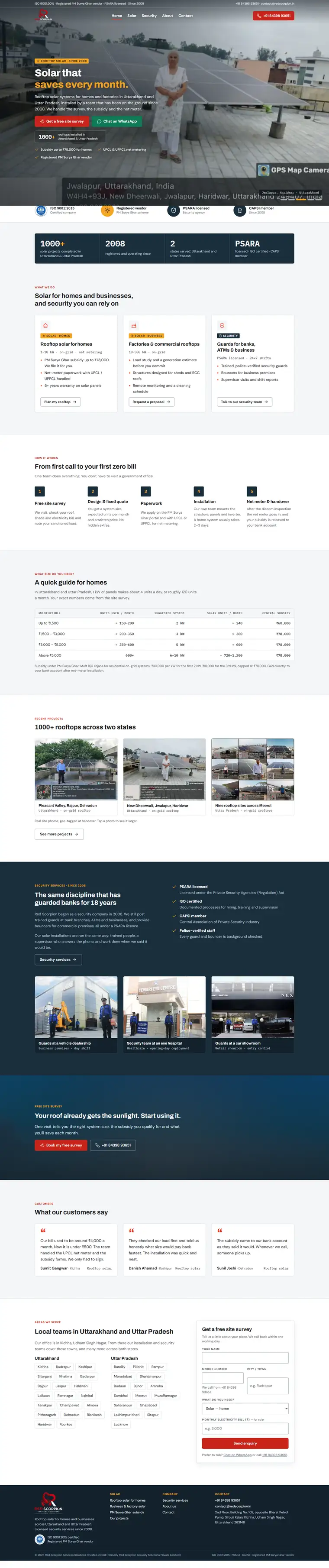 Full page of the Red Scorpion website